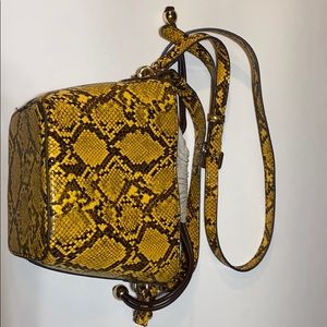 Mango satchel bag . Yellow snake print. PU